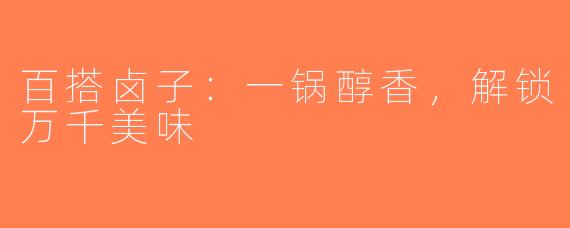 百搭卤子：一锅醇香，解锁万千美味