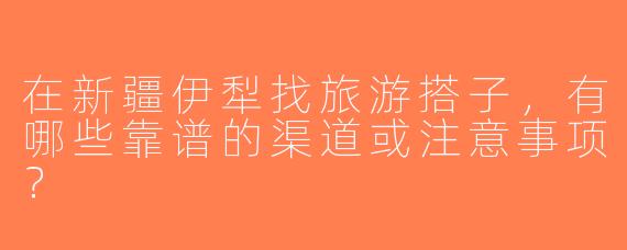 在新疆伊犁找旅游搭子，有哪些靠谱的渠道或注意事项？
