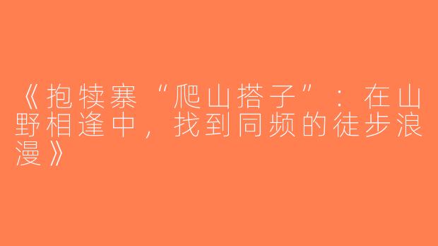 《抱犊寨“爬山搭子”：在山野相逢中，找到同频的徒步浪漫》