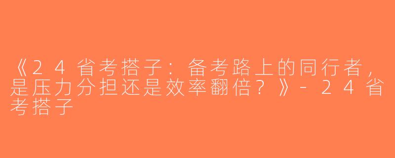 《24省考搭子：备考路上的同行者，是压力分担还是效率翻倍？》-24省考搭子