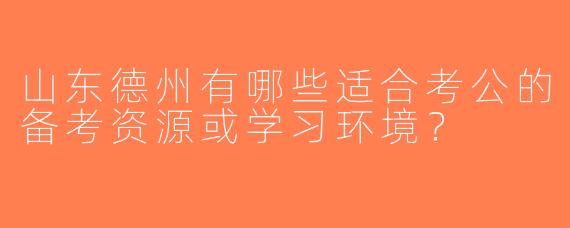 山东德州有哪些适合考公的备考资源或学习环境？