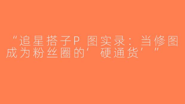 “追星搭子P图实录：当修图成为粉丝圈的‘硬通货’”
