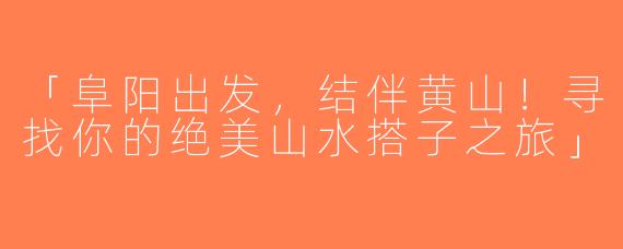 「阜阳出发，结伴黄山！寻找你的绝美山水搭子之旅」