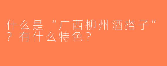 什么是“广西柳州酒搭子”？有什么特色？