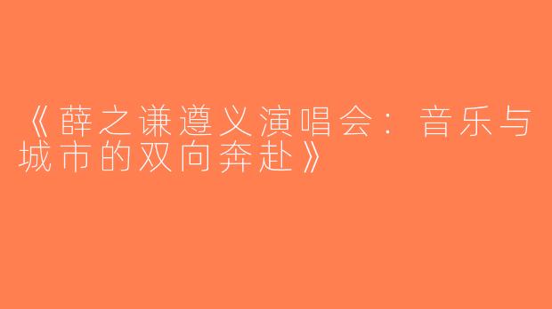 《薛之谦遵义演唱会：音乐与城市的双向奔赴》