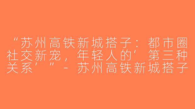 “苏州高铁新城搭子：都市圈社交新宠，年轻人的‘第三种关系’”-苏州高铁新城搭子