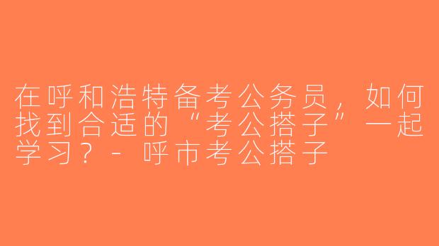 在呼和浩特备考公务员，如何找到合适的“考公搭子”一起学习？-呼市考公搭子