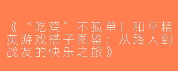《“吃鸡”不孤单！和平精英游戏搭子图鉴：从路人到战友的快乐之旅》