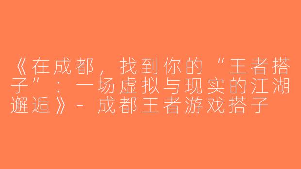 《在成都，找到你的“王者搭子”：一场虚拟与现实的江湖邂逅》-成都王者游戏搭子