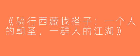 《骑行西藏找搭子：一个人的朝圣，一群人的江湖》
