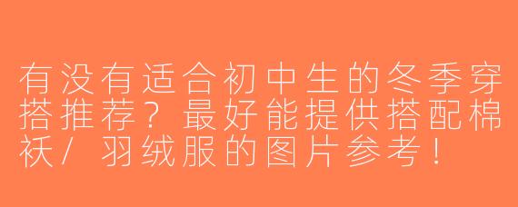有没有适合初中生的冬季穿搭推荐？最好能提供搭配棉袄/羽绒服的图片参考！