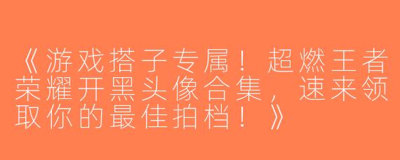 《游戏搭子专属！超燃王者荣耀开黑头像合集，速来领取你的最佳拍档！》