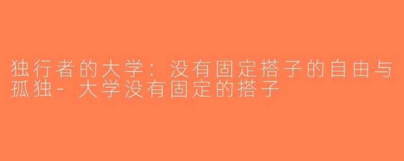 独行者的大学：没有固定搭子的自由与孤独-大学没有固定的搭子