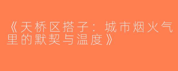 《天桥区搭子：城市烟火气里的默契与温度》
