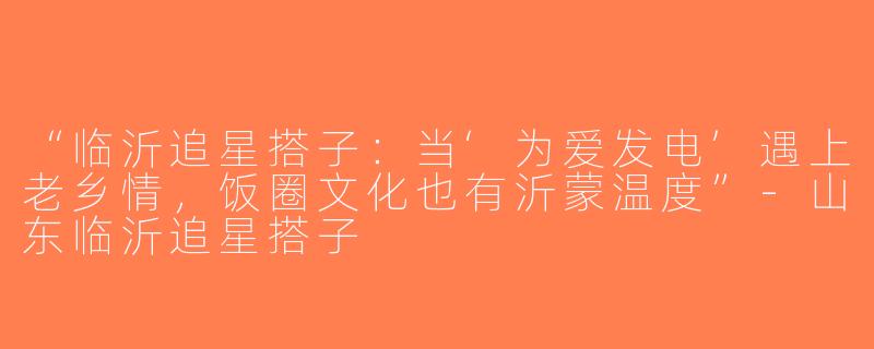 “临沂追星搭子：当‘为爱发电’遇上老乡情，饭圈文化也有沂蒙温度”-山东临沂追星搭子