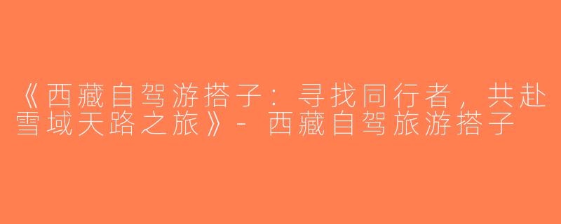 《西藏自驾游搭子：寻找同行者，共赴雪域天路之旅》-西藏自驾旅游搭子
