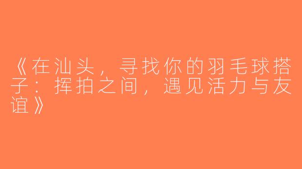 《在汕头，寻找你的羽毛球搭子：挥拍之间，遇见活力与友谊》
