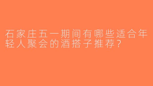 石家庄五一期间有哪些适合年轻人聚会的酒搭子推荐？