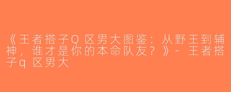 《王者搭子Q区男大图鉴：从野王到辅神，谁才是你的本命队友？》-王者搭子q区男大