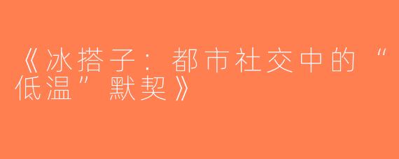 《冰搭子：都市社交中的“低温”默契》
