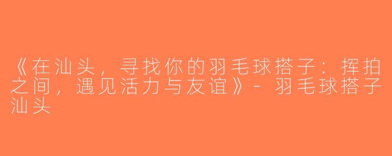 《在汕头，寻找你的羽毛球搭子：挥拍之间，遇见活力与友谊》-羽毛球搭子汕头