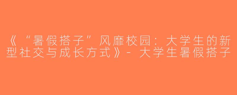 《“暑假搭子”风靡校园：大学生的新型社交与成长方式》-大学生暑假搭子