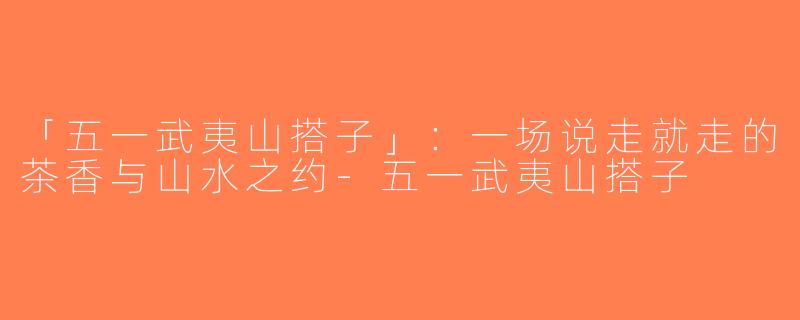 「五一武夷山搭子」：一场说走就走的茶香与山水之约-五一武夷山搭子