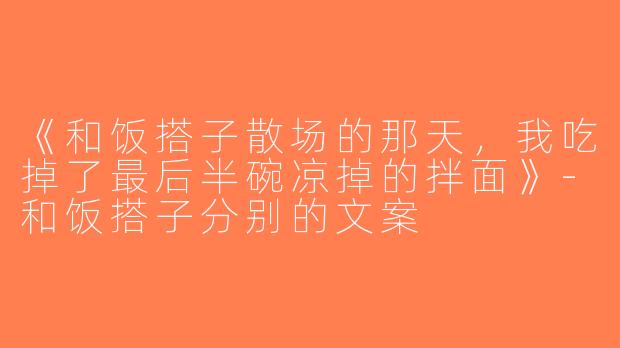 《和饭搭子散场的那天，我吃掉了最后半碗凉掉的拌面》-和饭搭子分别的文案