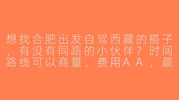 想找合肥出发自驾西藏的搭子，有没有同路的小伙伴？时间路线可以商量，费用AA，最好有长途驾驶经验！-合肥自驾西藏搭子
