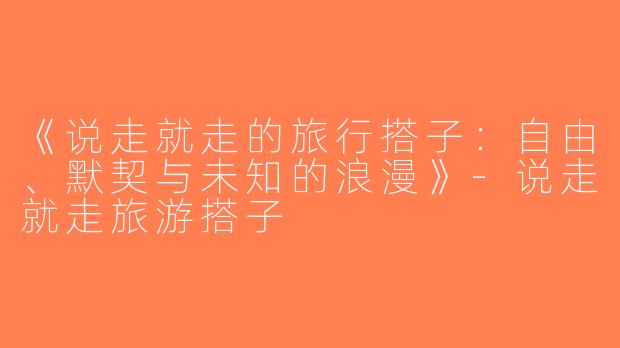 《说走就走的旅行搭子：自由、默契与未知的浪漫》-说走就走旅游搭子