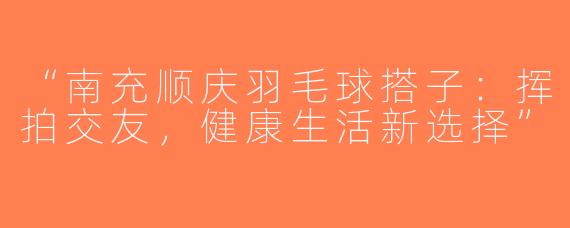 “南充顺庆羽毛球搭子：挥拍交友，健康生活新选择”