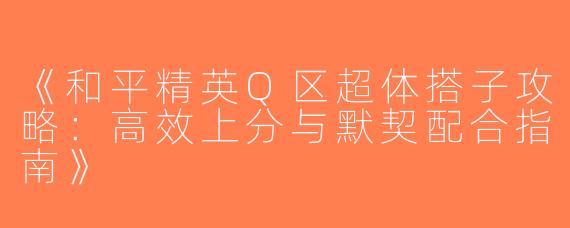 《和平精英Q区超体搭子攻略：高效上分与默契配合指南》