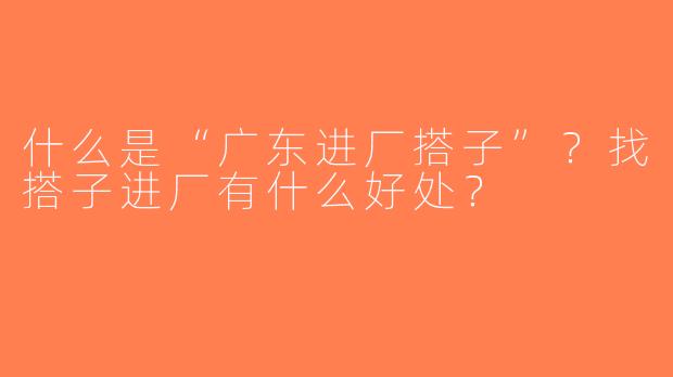 什么是“广东进厂搭子”？找搭子进厂有什么好处？