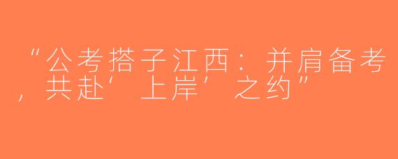 “公考搭子江西：并肩备考，共赴‘上岸’之约”