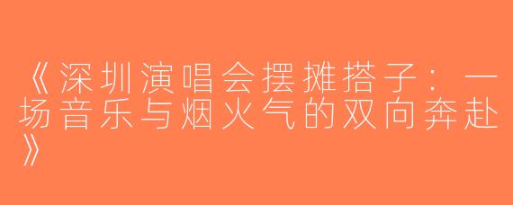 《深圳演唱会摆摊搭子：一场音乐与烟火气的双向奔赴》