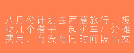 八月份计划去西藏旅行，想找几个搭子一起拼车/分摊费用，有没有同时间段出发的？