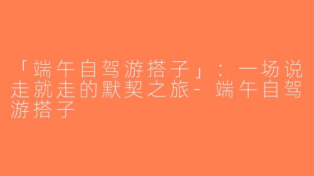 「端午自驾游搭子」：一场说走就走的默契之旅-端午自驾游搭子