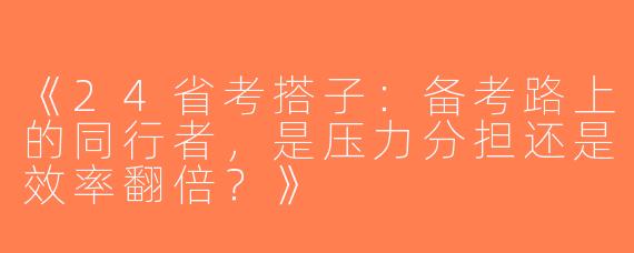 《24省考搭子：备考路上的同行者，是压力分担还是效率翻倍？》