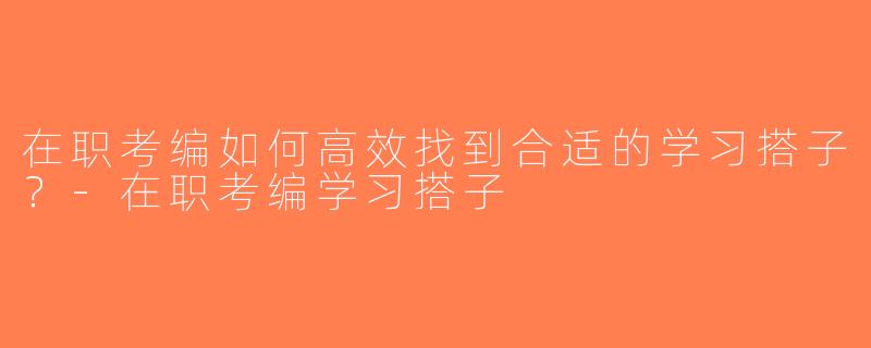 在职考编如何高效找到合适的学习搭子？-在职考编学习搭子