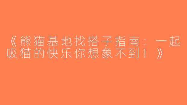 《熊猫基地找搭子指南：一起吸猫的快乐你想象不到！》
