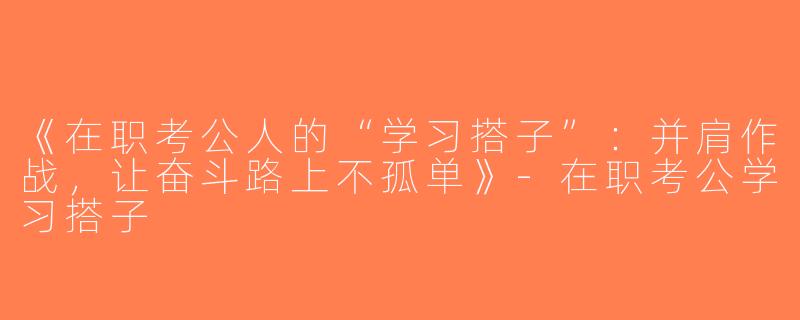 《在职考公人的“学习搭子”：并肩作战，让奋斗路上不孤单》-在职考公学习搭子