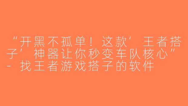 “开黑不孤单！这款‘王者搭子’神器让你秒变车队核心”-找王者游戏搭子的软件