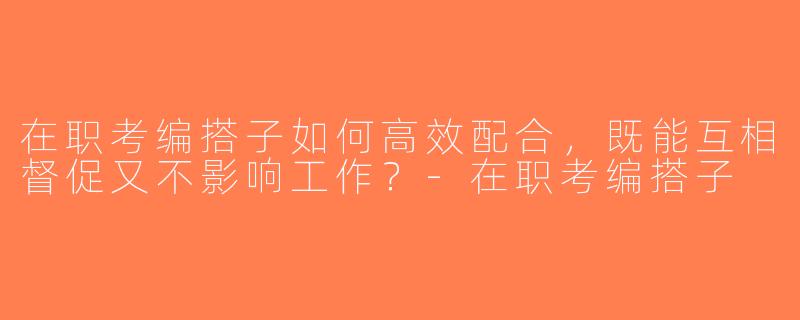 在职考编搭子如何高效配合，既能互相督促又不影响工作？-在职考编搭子