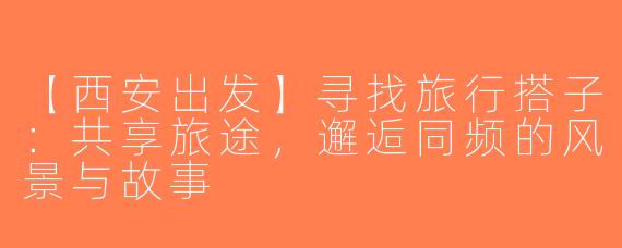 【西安出发】寻找旅行搭子：共享旅途，邂逅同频的风景与故事