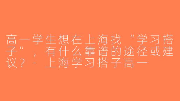 高一学生想在上海找“学习搭子”，有什么靠谱的途径或建议？-上海学习搭子高一