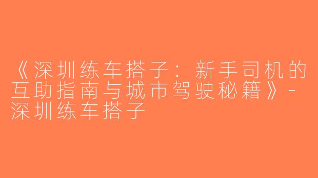 《深圳练车搭子：新手司机的互助指南与城市驾驶秘籍》-深圳练车搭子
