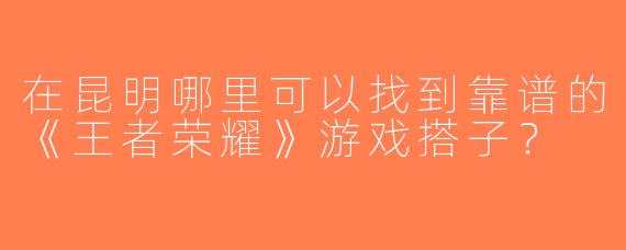 在昆明哪里可以找到靠谱的《王者荣耀》游戏搭子？