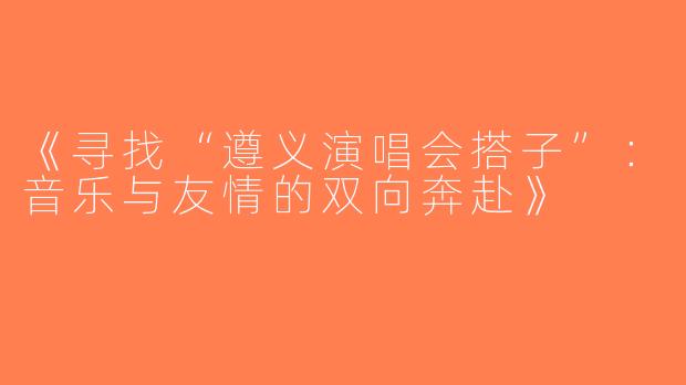 《寻找“遵义演唱会搭子”：音乐与友情的双向奔赴》