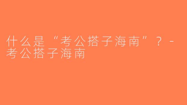 什么是“考公搭子海南”？-考公搭子海南