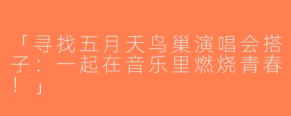 「寻找五月天鸟巢演唱会搭子：一起在音乐里燃烧青春！」
